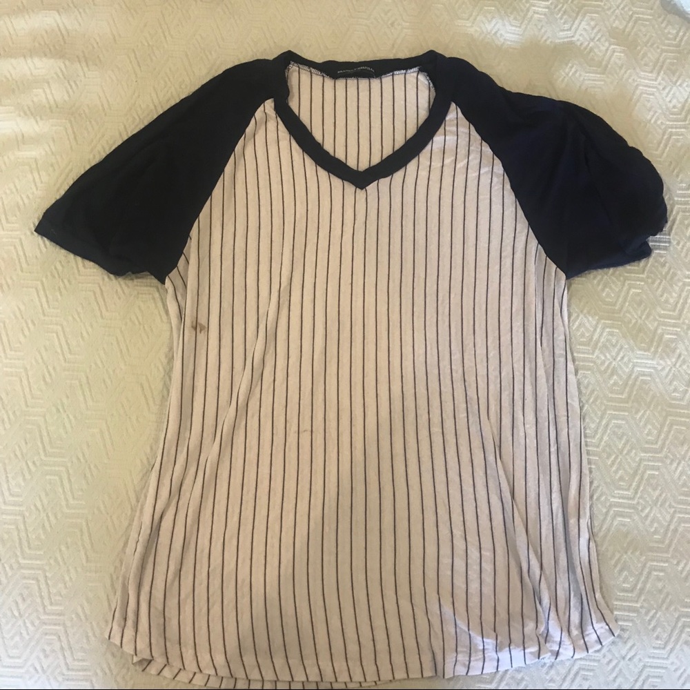 Brandy Melville navy and white baseball tee